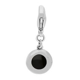 18ct White Gold Whitby Jet Round Shaped Star Clip Charm, G662.