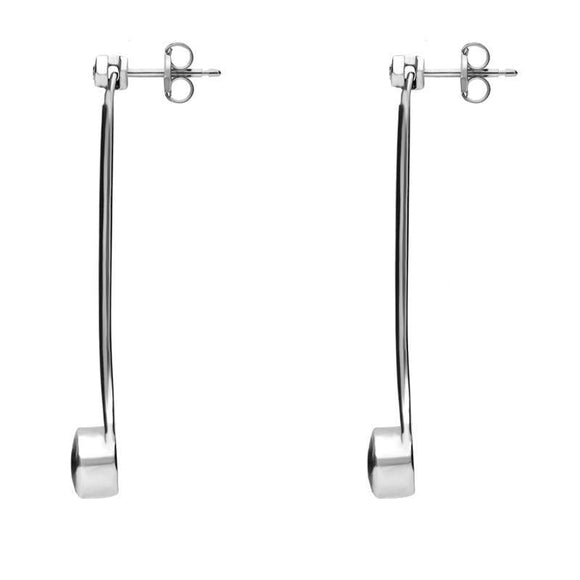 18ct White Gold Whitby Jet and Diamond Long Drop Earrings, E641