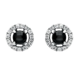 18ct White Gold Whitby Jet Diamond Round Stud Earrings