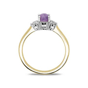 18ct Yellow Gold Blue John 0.16ct Diamond Round Claw Set Ring. R1008.