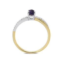 18ct Yellow Gold Blue John 0.16ct Diamond Split Shoulder Ring, R1147.