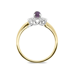 18ct Yellow Gold Blue John 0.20ct Diamond Trilogy Ring, R1111.