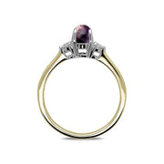 18ct Yellow Gold Blue John Diamond Round Claw Set Ring. R1113.