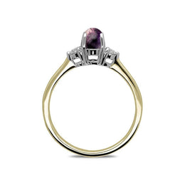 18ct Yellow Gold Blue John Diamond Round Claw Set Ring. R1113.