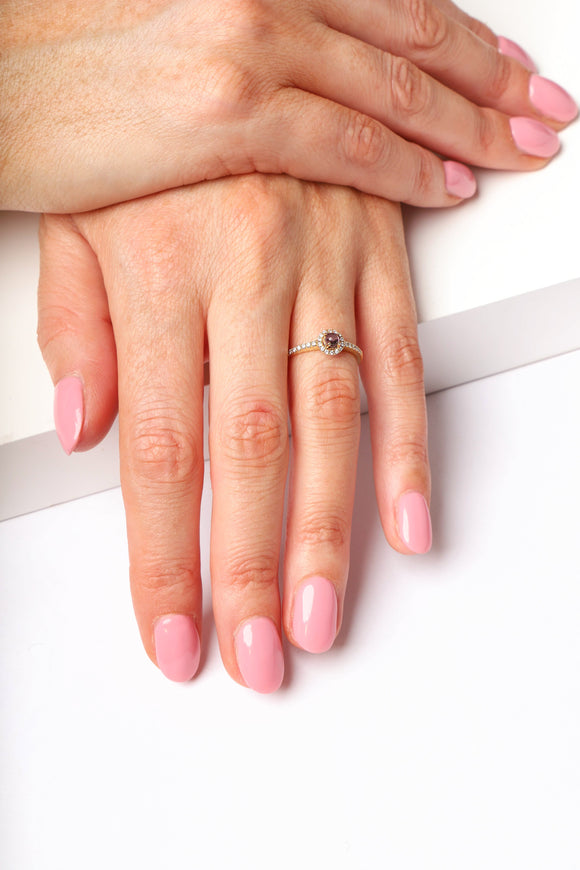 18ct Yellow Gold Blue John Diamond Round Cluster Ring, R1007.