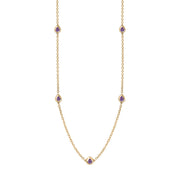 18ct Yellow Gold Blue John Fleur De Lis Link Disc Chain Necklace, N747.