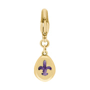 18ct Yellow Gold Blue John Pear Shaped Fleur De Lis Clip Charm, G663.