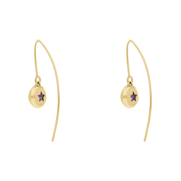 18ct Yellow Gold Blue John Star Disc Drop Earrings, E1371.
