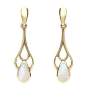 18ct Yellow Gold Moonstone Pear Spoon Earrings, E139. 