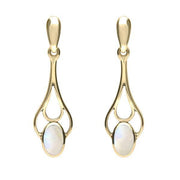 18ct Yellow Gold Opal Spoon Drop Earrings, E138.