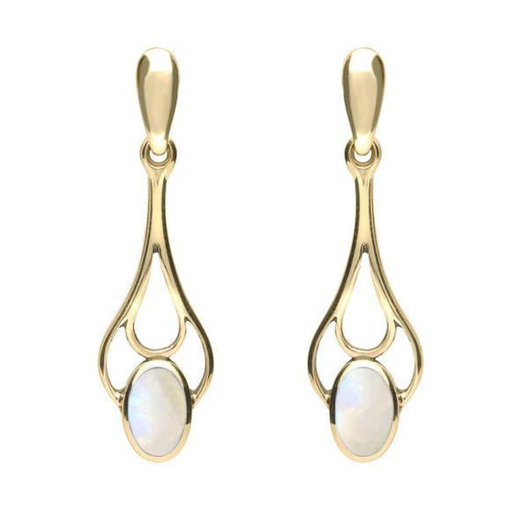 18ct Yellow Gold Opal Spoon Drop Earrings, E138.