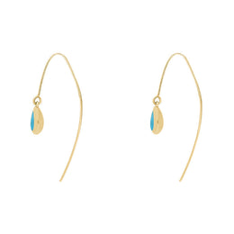 18ct Yellow Gold Turquoise Cross Disc Drop Earrings