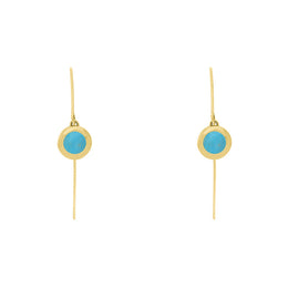 18ct Yellow Gold Turquoise Heart Disc Drop Earrings, E1372.