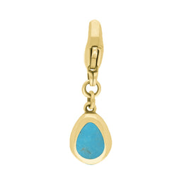 18ct Yellow Gold Turquoise Pear Shaped Fleur De Lis Clip Charm