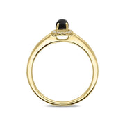 18ct Yellow Gold Whitby Jet Diamond Round Cluster Ring. R1114.