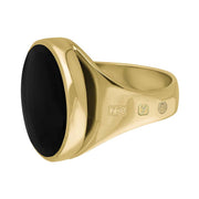 18ct Yellow Gold Whitby Jet King's Coronation Hallmark Small Round Ring  R609 CFH