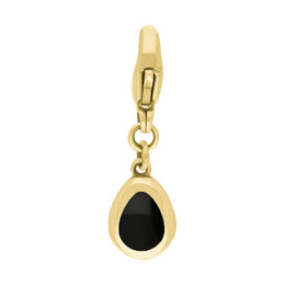 18ct Yellow Gold Whitby Jet Pear Shaped Cross Clip Charm, G664.