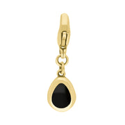 18ct Yellow Gold Whitby Jet Pear Shaped Fleur De Lis Clip Charm, G663.
