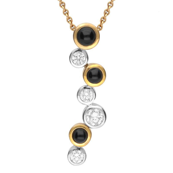 18ct Yellow White Gold Whitby Jet 0.73ct Diamond Multi Stone Necklace KRG-138