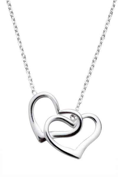 Sterling Silver Double Open Heart Necklace, N909.