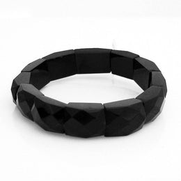 Antique Whitby Jet Carved Faceted Oblong Bracelet