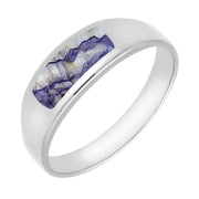 9ct White Gold Blue John Inlay Ring R003