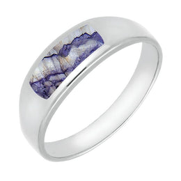 9ct White Gold Blue John Inlay Ring R003