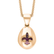 9ct Rose Gold Blue John Fleur De Lis Pear Shape Necklace, P3645.