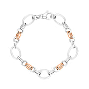 9ct Rose Gold Sterling Silver Double Link Handmade Bracelet C057BR