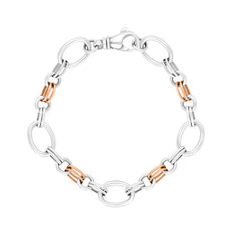 9ct Rose Gold Sterling Silver Double Link Handmade Bracelet C057BR