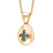 9ct Rose Gold Turquoise Fleur De Lis Pear Shape Necklace