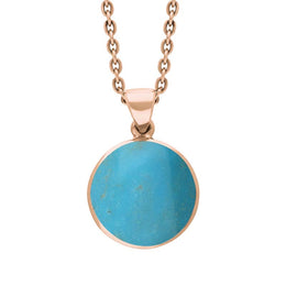 9ct Rose Gold Turquoise Plain Round Necklace P1541