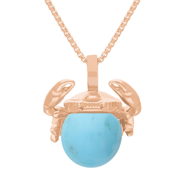 9ct Rose Gold Turquoise Zodiac Cancer 10mm Bead Pendant, P3625.