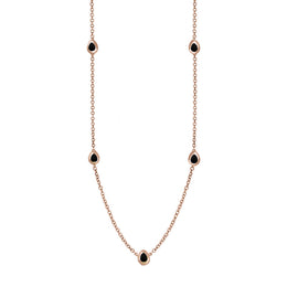 9ct Rose Gold Whitby Jet Cross Link Disc Chain Necklace