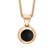 9ct Rose Gold Whitby Jet Heart Disc Necklace