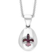 9ct White Gold Blue John Fleur De Lis Pear Shape Necklace, P3645.