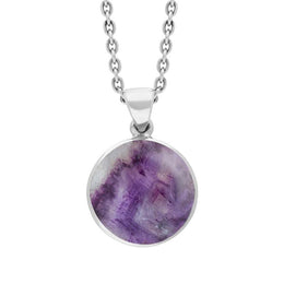 9ct White Gold Blue John Plain Round Necklace P1541