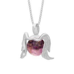 9ct White Gold Blue John Zodiac Virgo 10mm Bead Pendant, P3628.