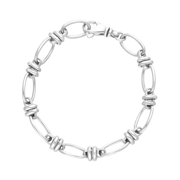 9ct White Gold Handmade Cable Chain Bracelet