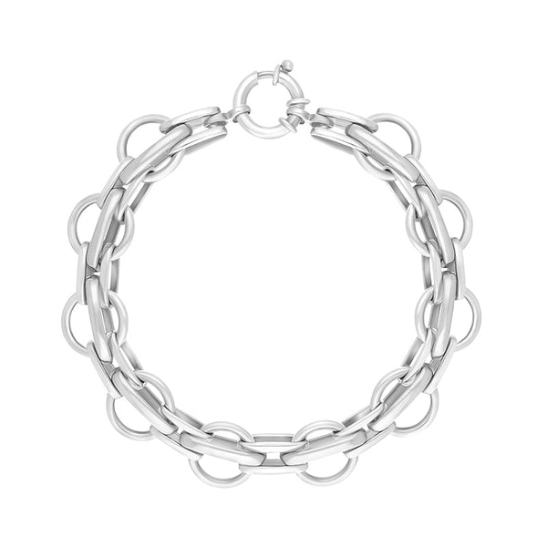9ct White Gold Round Link Handmade Bracelet C145BR