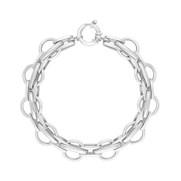 9ct White Gold Round Link Handmade Bracelet C145BR