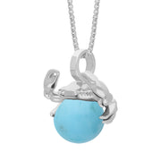 9ct White Gold Turquoise Zodiac Cancer 10mm Bead Pendant, P3625.