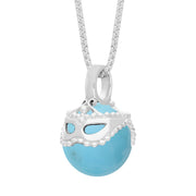 9ct White Gold Turquoise Zodiac Gemini 10mm Bead Pendant, P3622.