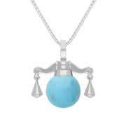 9ct White Gold Turquoise Zodiac Libra 10mm Bead Pendant, P3617.