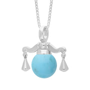 9ct White Gold Turquoise Zodiac Libra 10mm Bead Pendant, P3617.