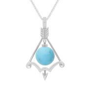 9ct White Gold Turquoise Zodiac Sagittarius 10mm Bead Pendant, P3619.