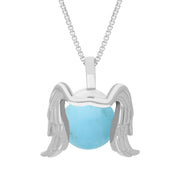 9ct White Gold Turquoise Zodiac Virgo 10mm Bead Pendant, P3628.