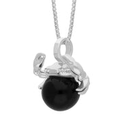 9ct White Gold Whitby Jet Zodiac Cancer 10mm Bead Pendant, P3625.