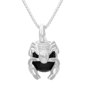 9ct White Gold Whitby Jet Zodiac Scorpio 10mm Bead Pendant, P3618.