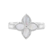 9ct White Gold White Mother of Pearl Eden Marquise Flower Ring